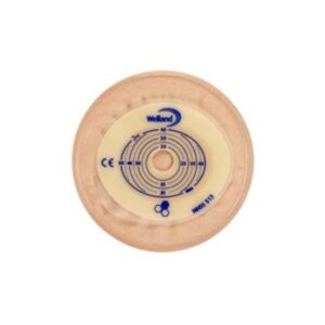 The flange side view of a stoma cap.