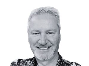 Black and white picture of Alan Shield