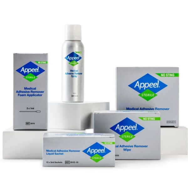 The Appeel Sterile range: spray, wipes, liquid sachet and foam applicator