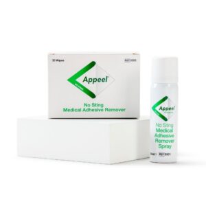 A box of Appeel wipes and a can of Appeel spray