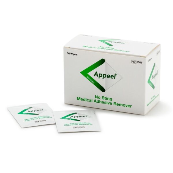A box of Appeel wipes with two wipes in their sachets
