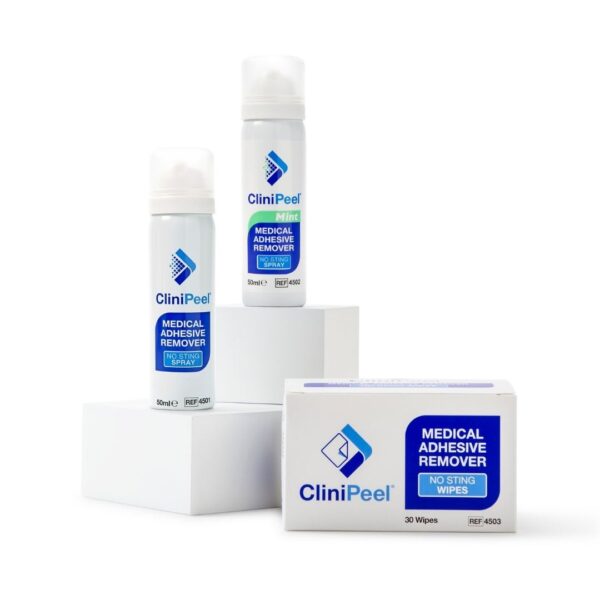 CliniPeel range including spray, mint spray and wipes box