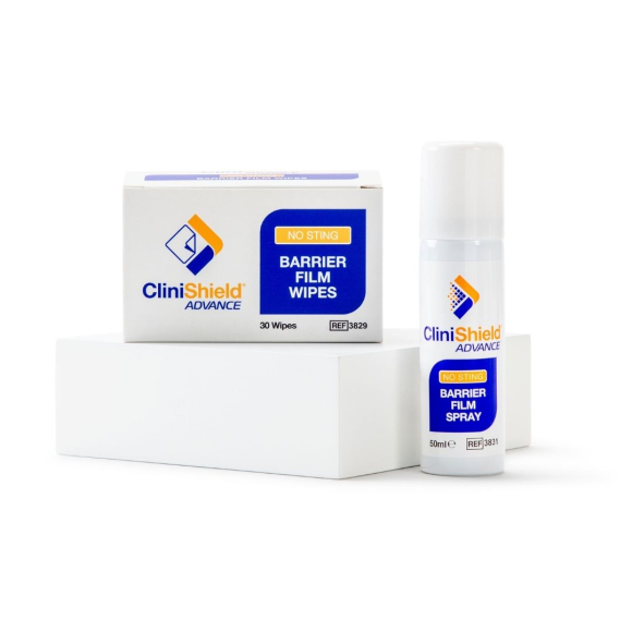 Photo of the CliniShield range wipe box and spray