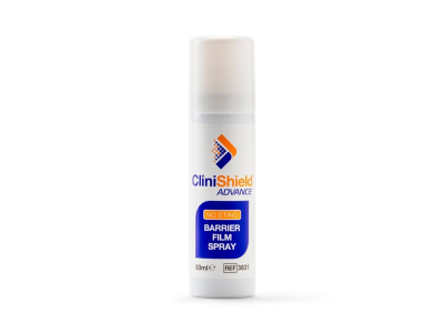 A can of CliniShield Advance barrier film spray.