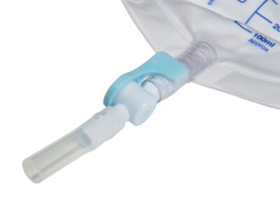 A CliniSure drainage bag lever tap