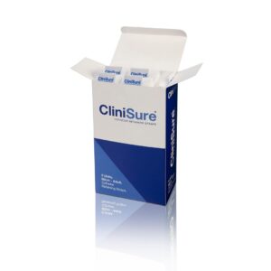 Opened CliniSure retaining straps box