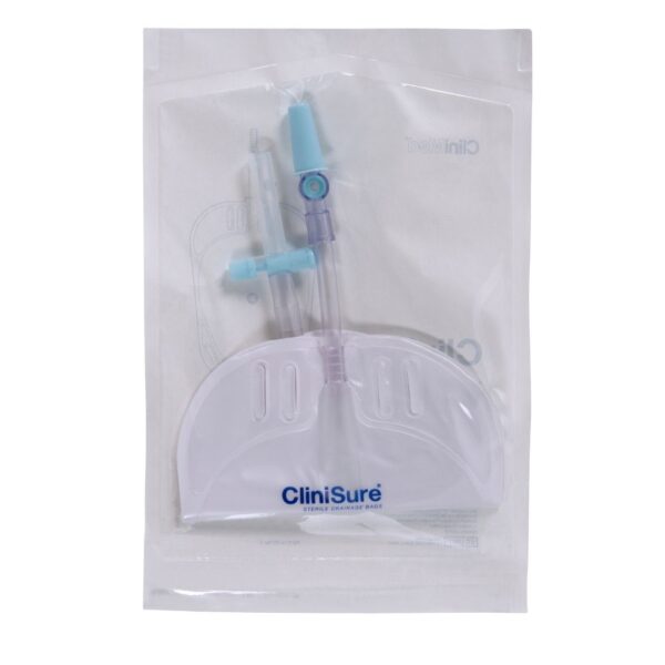 A CliniSure Sterile Leg Bag in its packaging