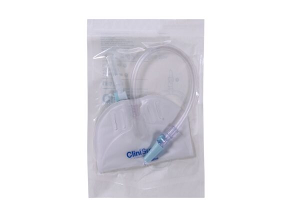 A CliniSure Sterile Leg Bag in its packaging