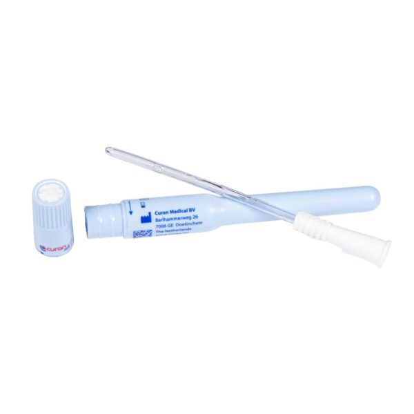 Curan Lady catheter opened up showing the inside of the catheter and the gel