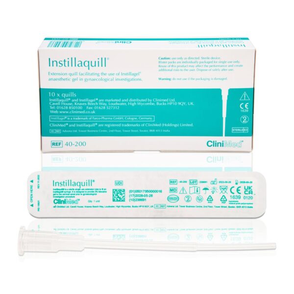 Instillaquill and its packaging next to its box