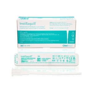 Instillaquill and its packaging next to its box