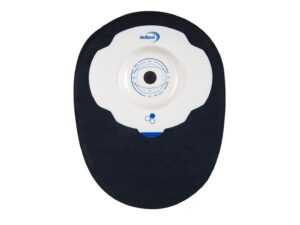 Aura Plus black mini soft convex closed stoma bag.