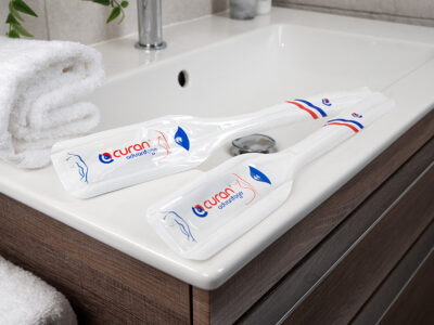 Two Curan Advantage catheters in its packaging on the side of a sink