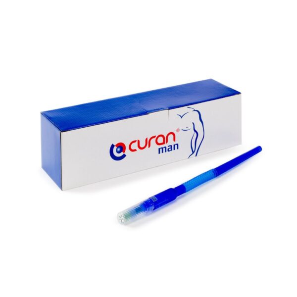An unfolded Curan Man catheter next to a Curan Man box.