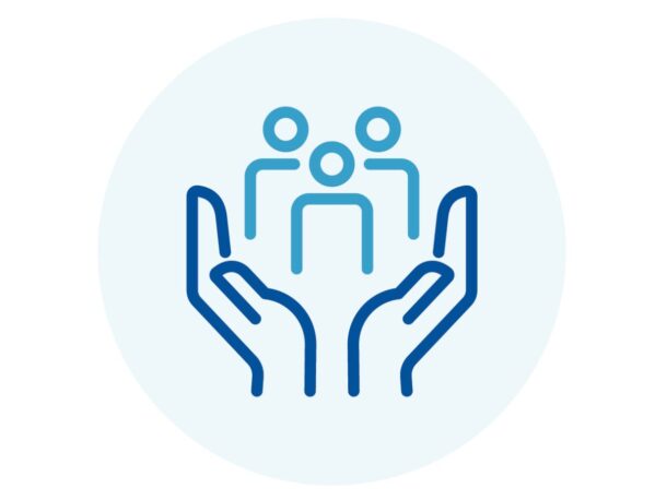 Icon of a pair of hands holding three people