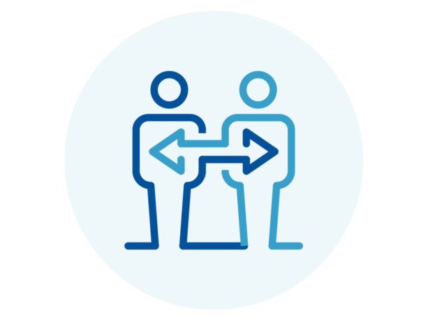 Graphic of two people with arrows pointing across them to the left and right