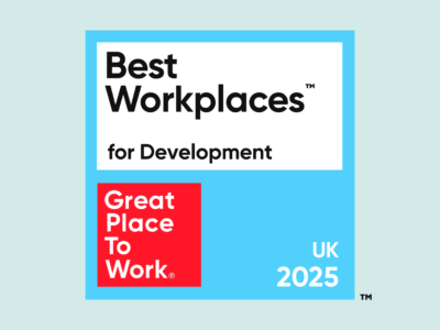 Best workplace for development in UK 2025 certificate from Great Places To Work.
