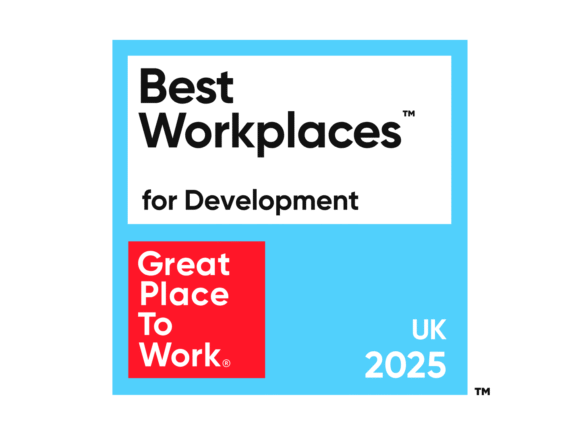 Best workplace for development in UK 2025 certificate from Great Places To Work.