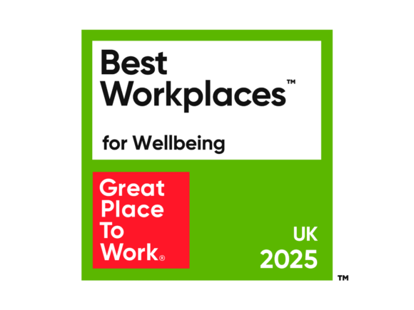 Best workplace for wellbeing in UK 2025 certificate from Great Places To Work.