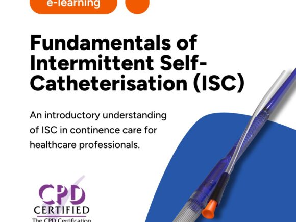 Photo of an intermittent self-catheter alongside course title 'Fundamentals of Intermittent Self-Catheterisation (ISC)' with the CPD Certified logo.