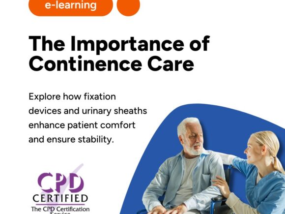 Photo of a nurse and patient, alongside course title 'The Importance of Continence Care' with the CPD Certified logo.