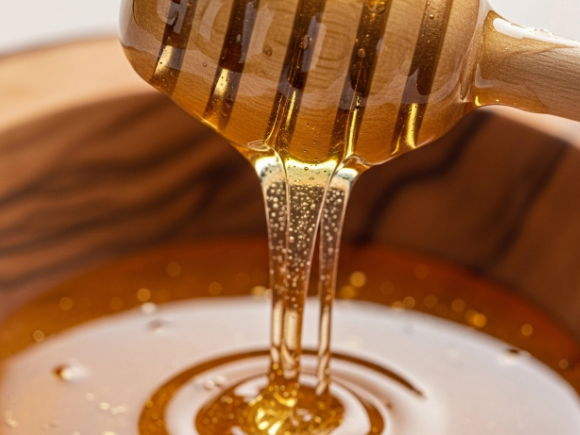 Photo of honey in a honey pot