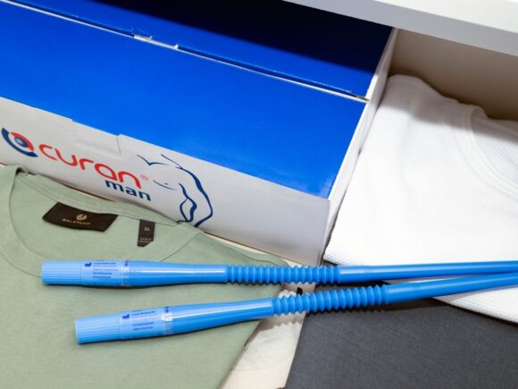 Image of Curan Man Gel intermittent self catheter pictured in a drawer with box