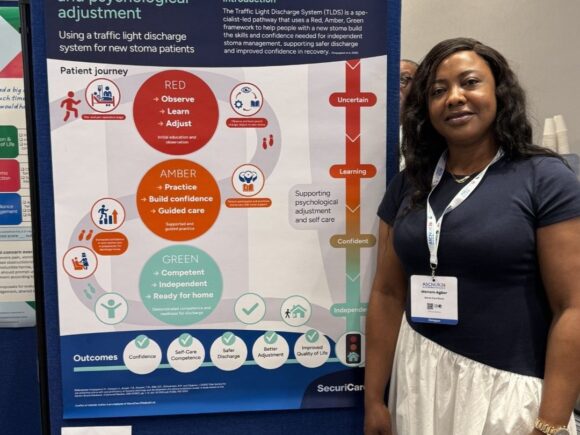 Meriam Agbor, SecuriCare Stoma Care Nurse and her poster at ASCN 2026